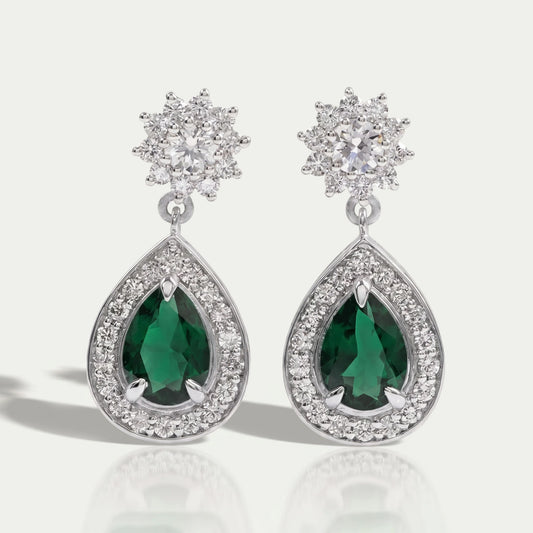 Pear Shape Emerald Drop Earrings Earrings