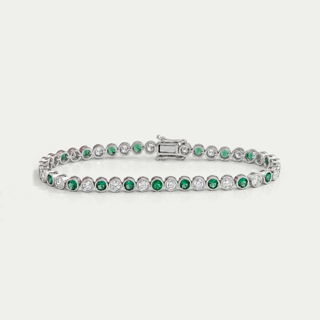 Round Cut Gemstone & Diamond Tennis Bracelet Bracelet