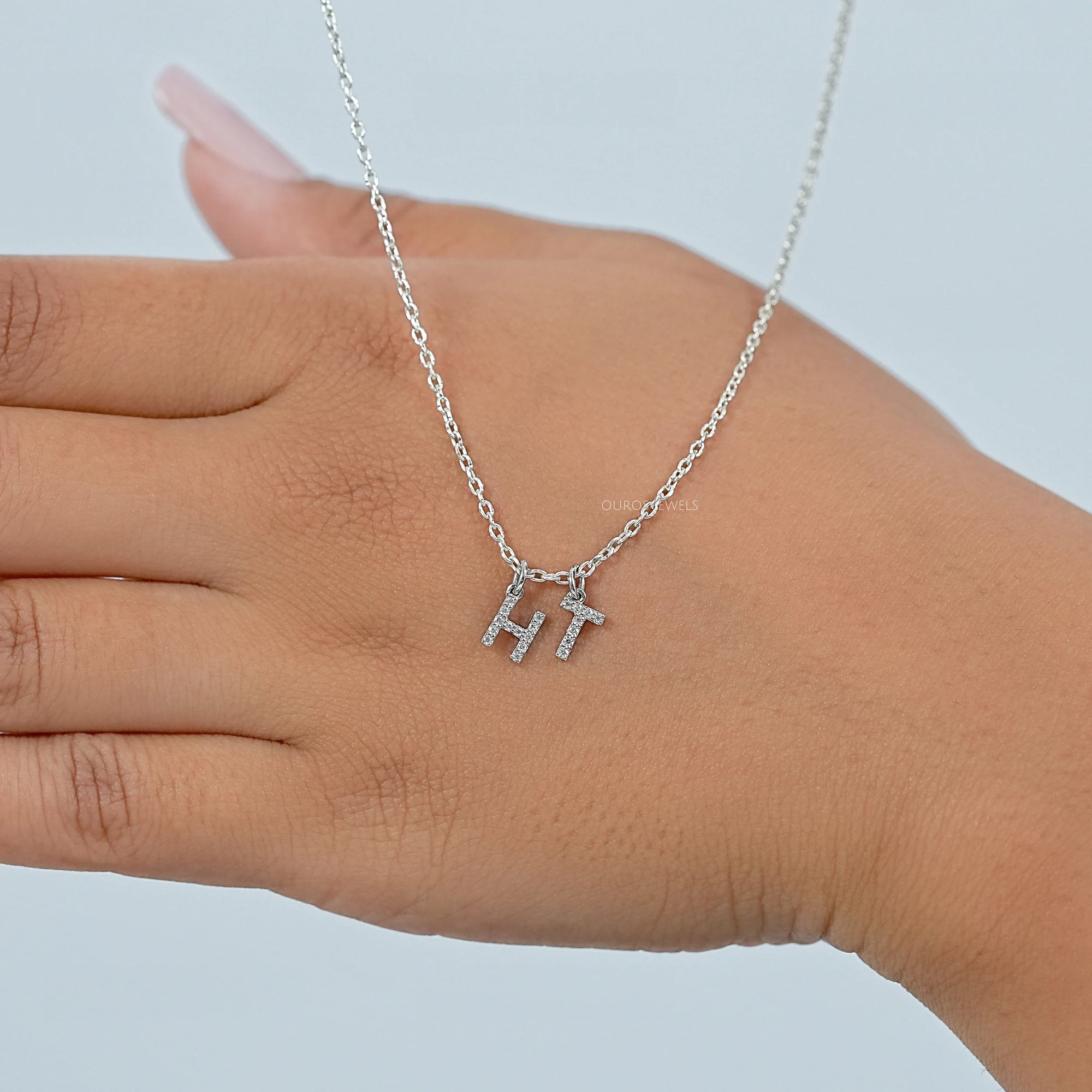 Charms Letter Round Diamond Pendant
