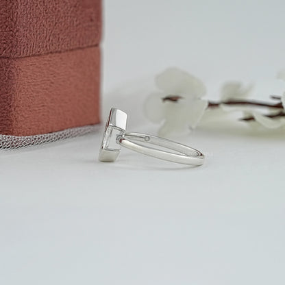 Half Bezel Dutch Marquise Diamond Solitaire Ring Ring