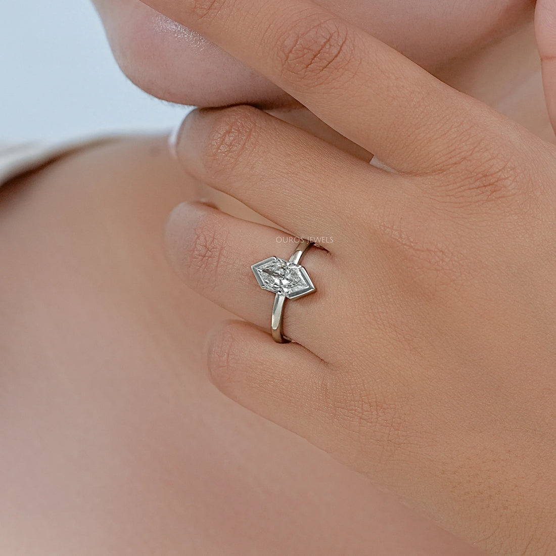 Half Bezel Dutch Marquise Diamond Solitaire Ring Ring