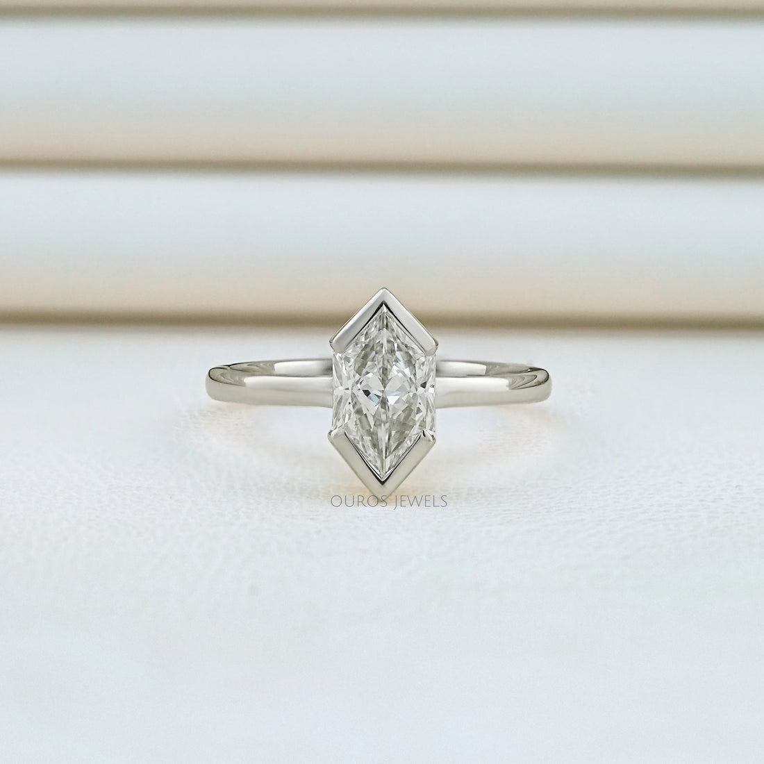 Half Bezel Dutch Marquise Diamond Solitaire Ring Ring