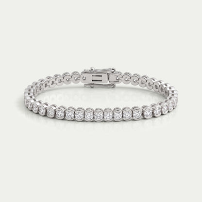 Round Cut Half Bezel Set Tennis Bracelet