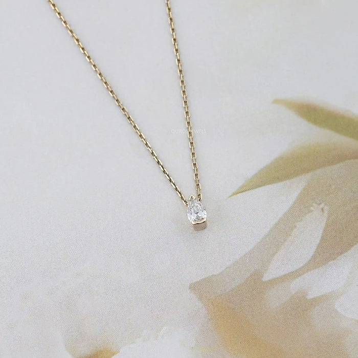 Old Mine Pear Diamond Half Bezel Solitaire Pendant