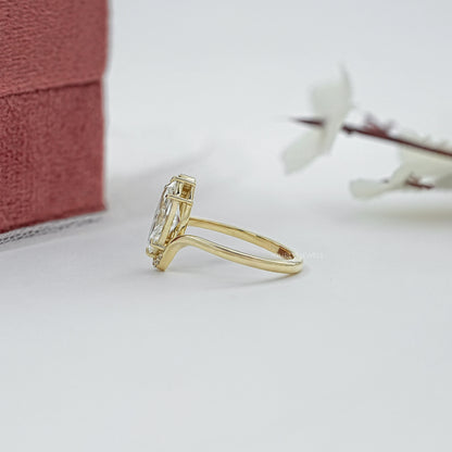 Marquise Lab Diamond Half Halo Bypass Ring Ring