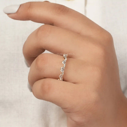 Half Moon And Round Cut Lab Grown Diamond Eternity Band