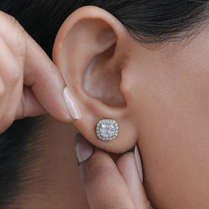 Cushion Cut  Diamond Stud Earrings