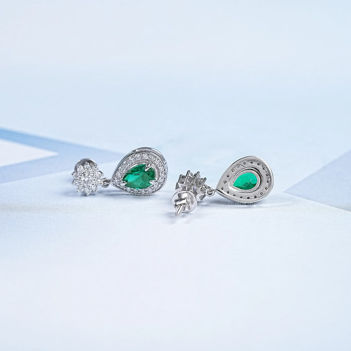 Pear Shape Emerald Drop Earrings