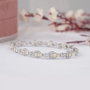 Yellow  Cushion  Cut  Halo link Bracelet