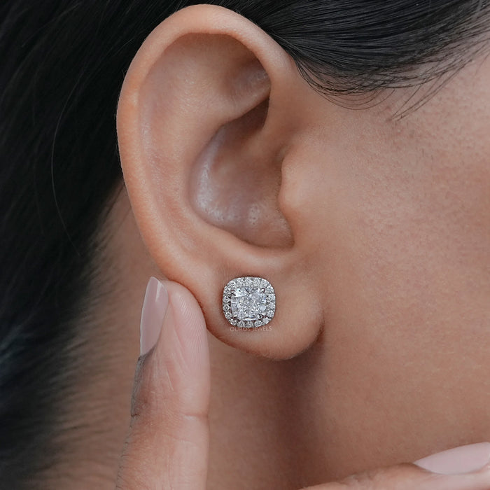 Cushion Cut  Diamond Stud Earrings