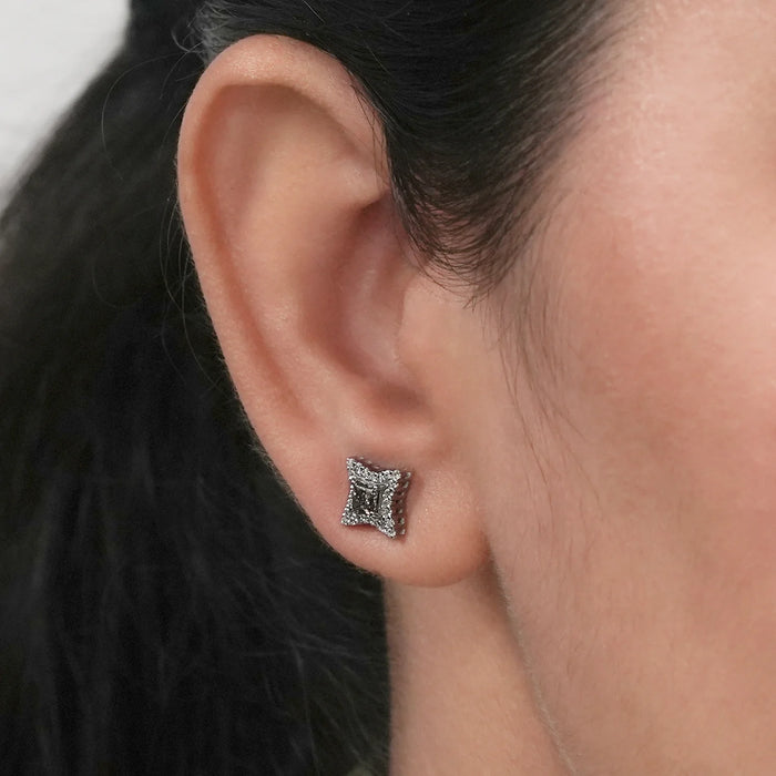 Olive Princess Lab Diamond Halo Stud Earrings