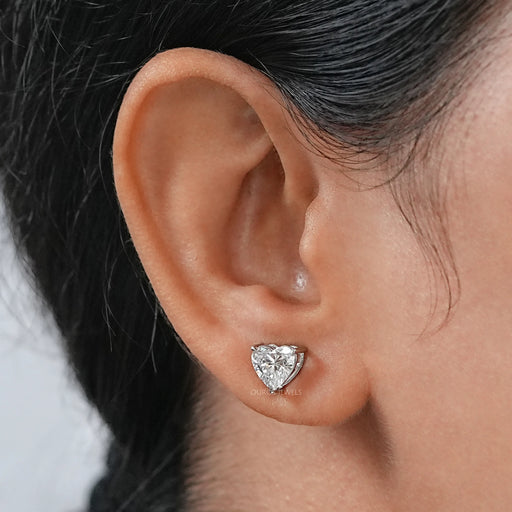 Heart Cut Diamond Stud Earrings With IGI Certified