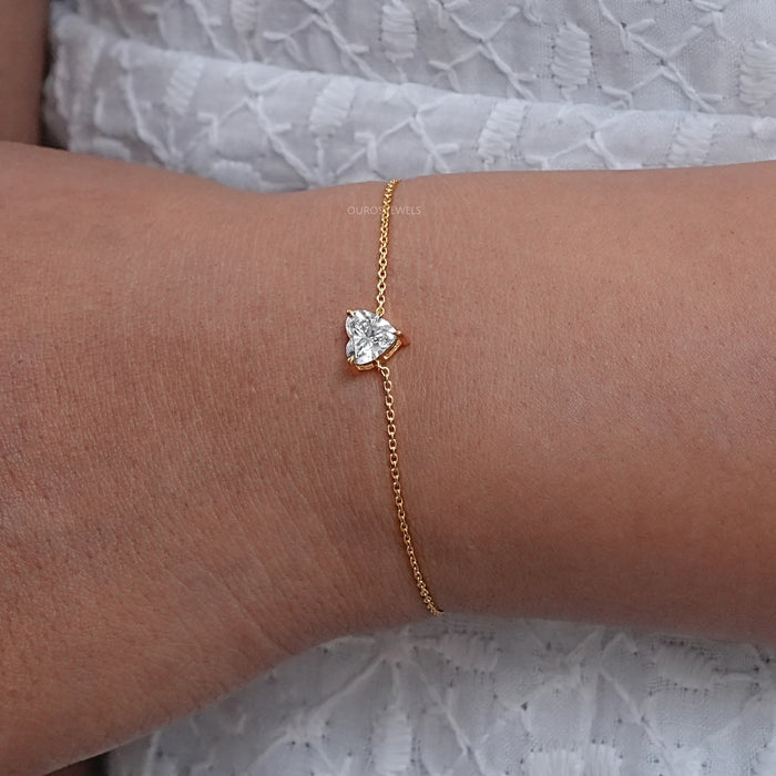 Heart Shaped Lab Diamond Solitaire Bracelet