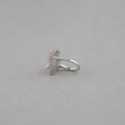 Double Halo Pink Heart Cut Lab Diamond Engagement ring Rings