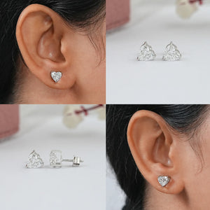 Heart Cut Diamond Stud Earrings With IGI Certified