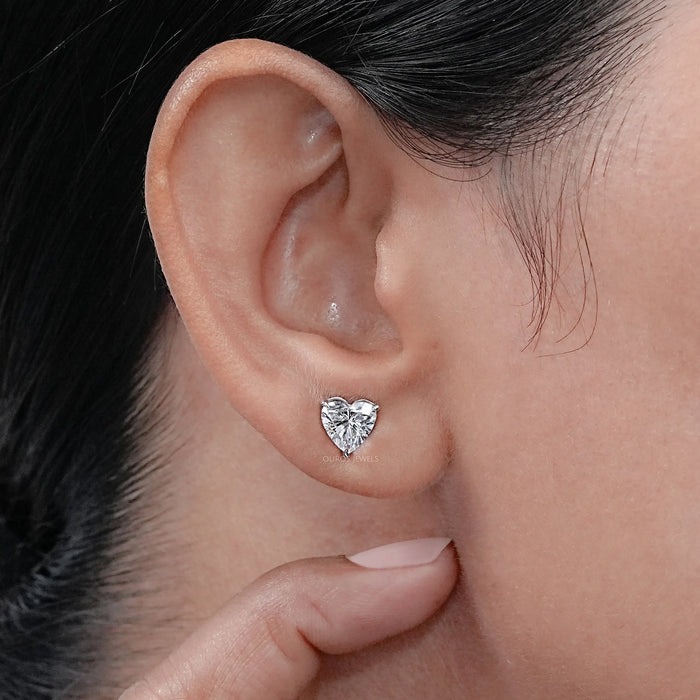 Heart Cut Diamond Stud Earrings With IGI Certified