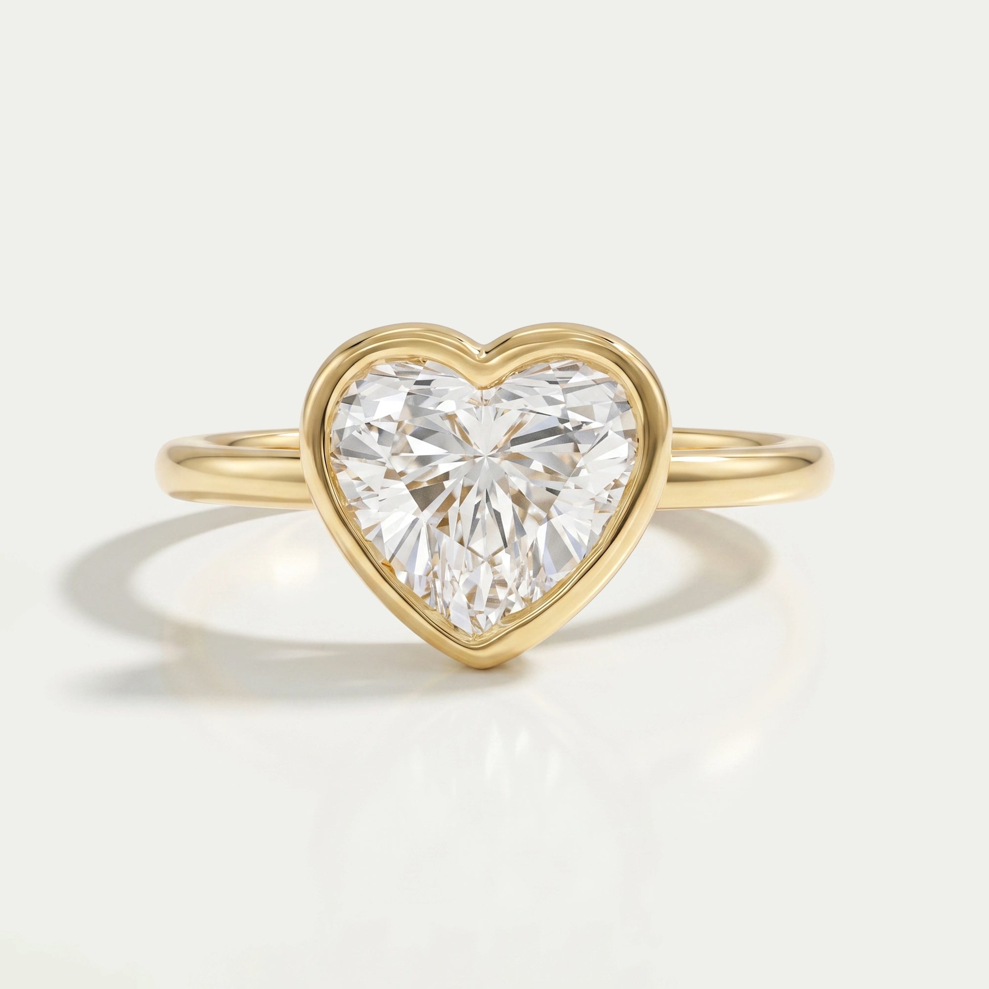 Heart Diamond Bezel Set Soliatire Engagement Ring Rings