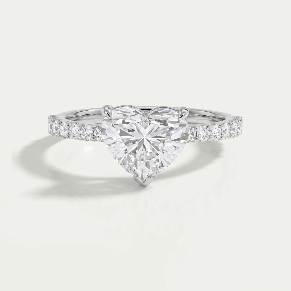 Certified Heart Shaped Diamond Solitaire Accent Ring Rings