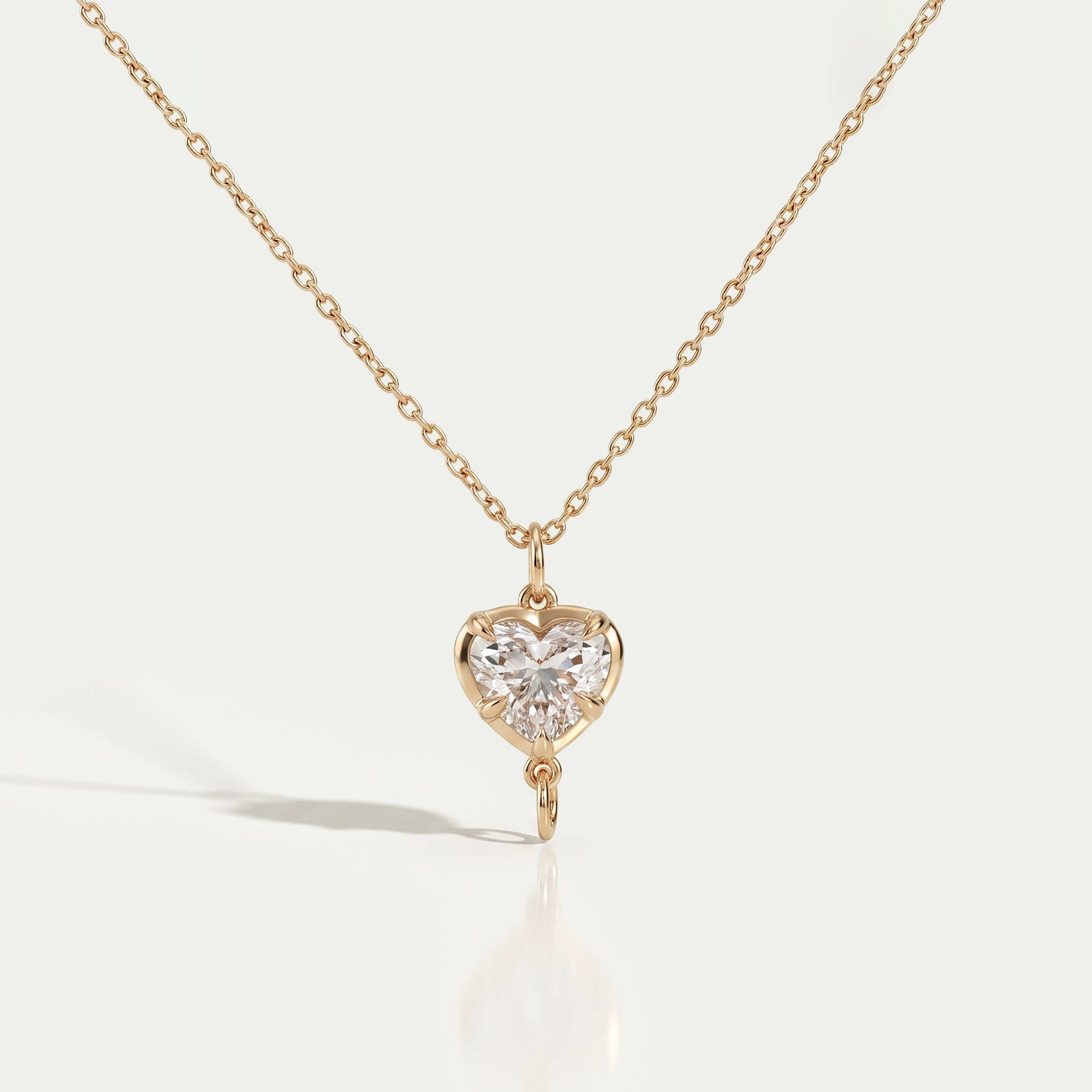 Solitaire Heart Cut Lab Grown Diamond Pendant Necklaces