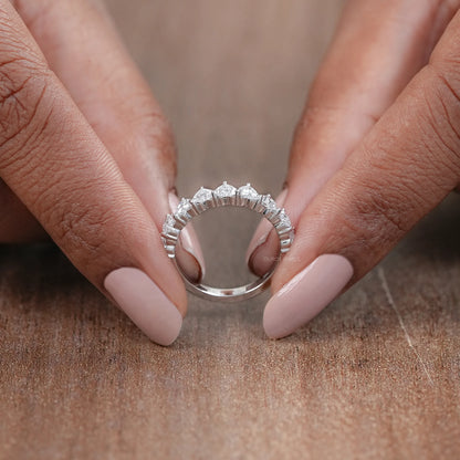 Heart Cut Lab Grown Diamond Wedding Band Rings