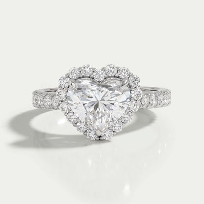 Heart Lab Diamond Halo Engagement Ring Ring