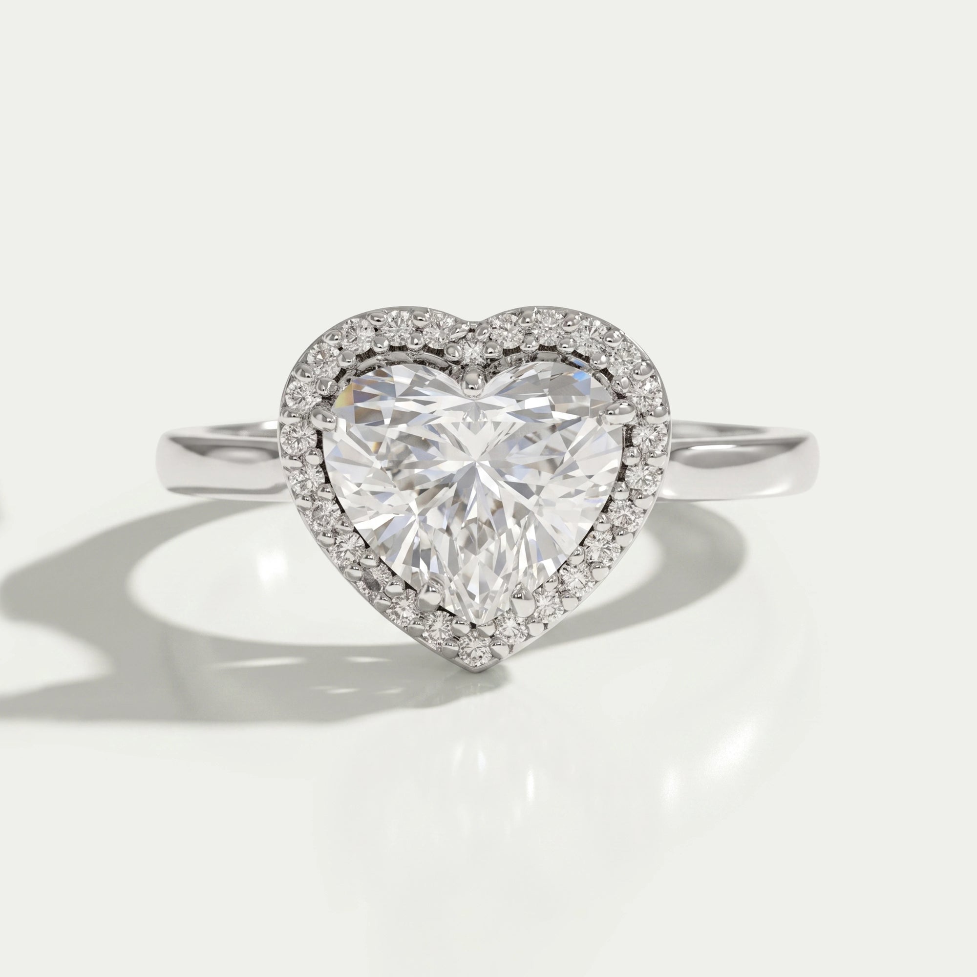 Heart Cut Lab Diamond Solitaire Halo Engagement Ring Rings