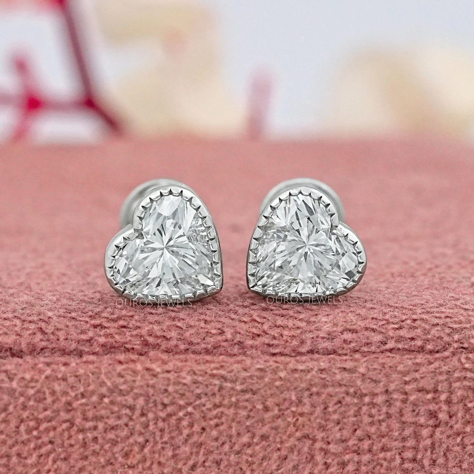 Heart Cut Lab Diamond Milgrain Set Earrings Earrings