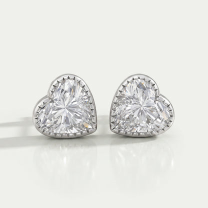 Heart Cut Lab Diamond Milgrain Set Earrings Earrings