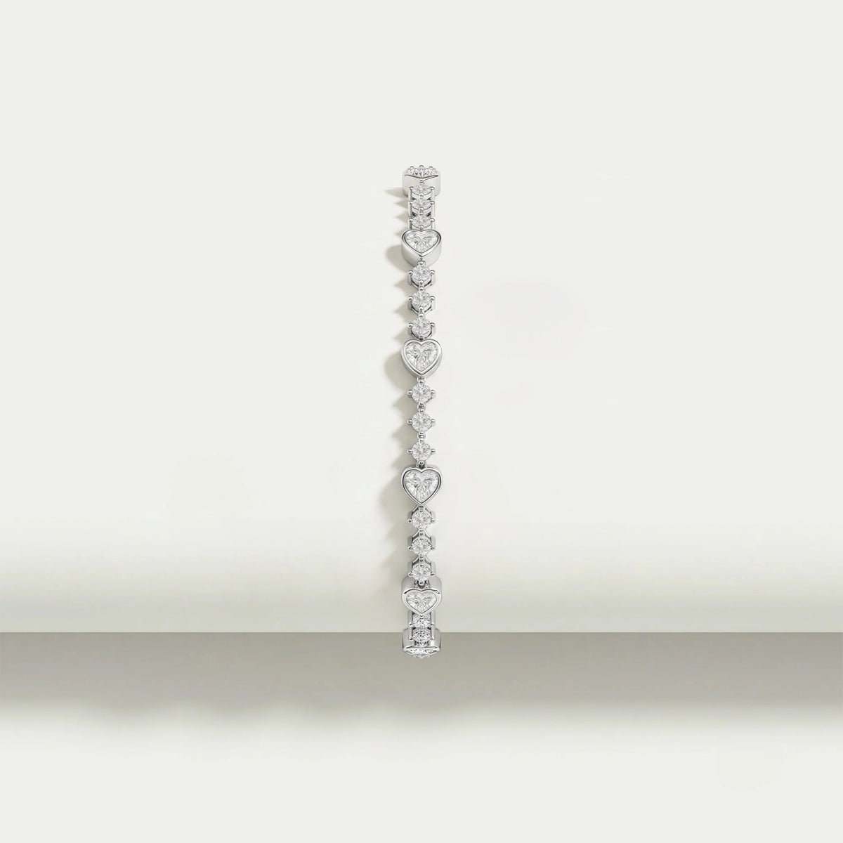 Heart And Round Diamond Bezel Set Bracelet