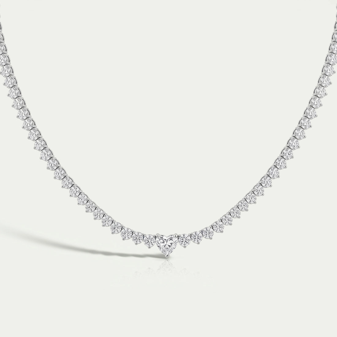 Heart And Round Lab Diamond Tennis Necklace Necklaces