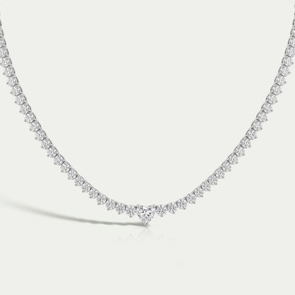 Heart And Round Lab Diamond Tennis Necklace Necklaces