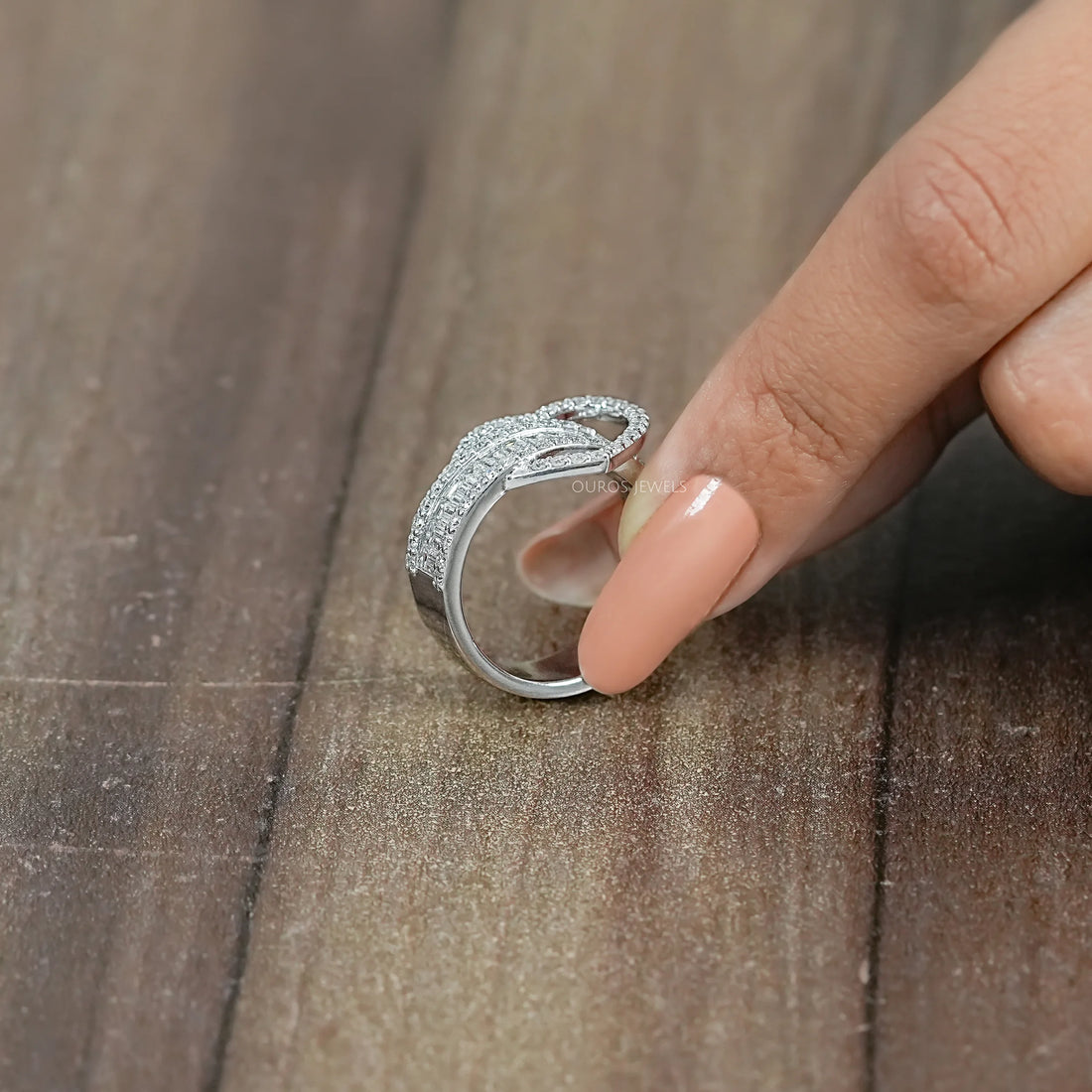 Heart Shape Baguette Half Eternity Band Ring