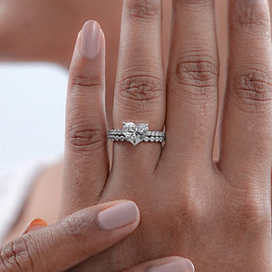 Heart Shaped Lab Diamond Bridal Set Ring