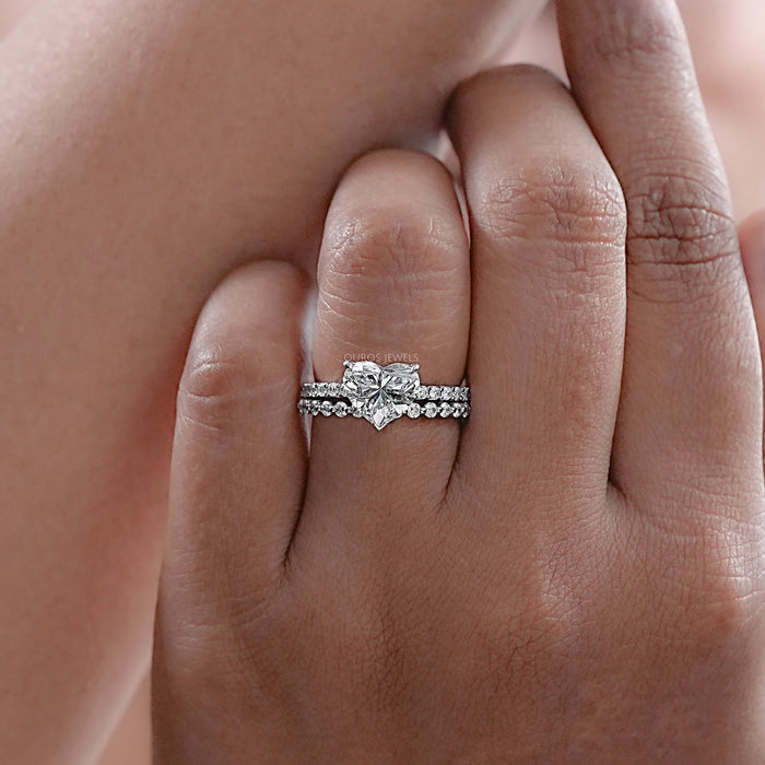 Heart Shaped Lab Diamond Bridal Set Ring