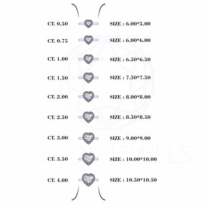 Heart Cut Lab Diamond Solitaire Halo Engagement Ring Rings