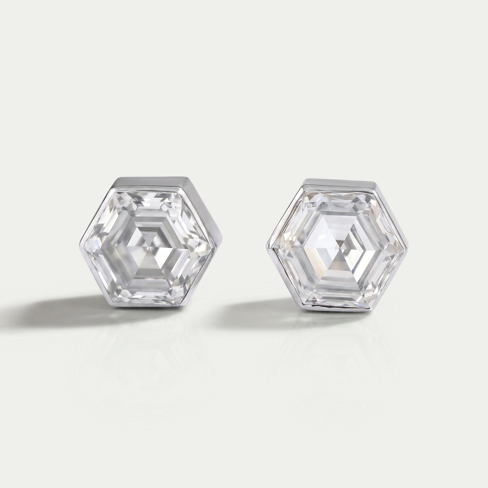 Hexagon Bezel Set Stud Earring