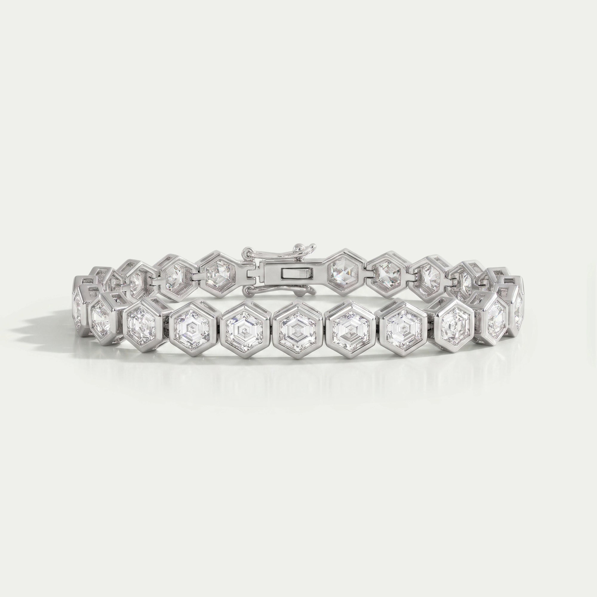 Hexagon Cut Bezel Set Tennis Bracelet
