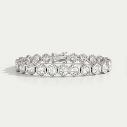 Hexagon Cut Bezel Set Tennis Bracelet