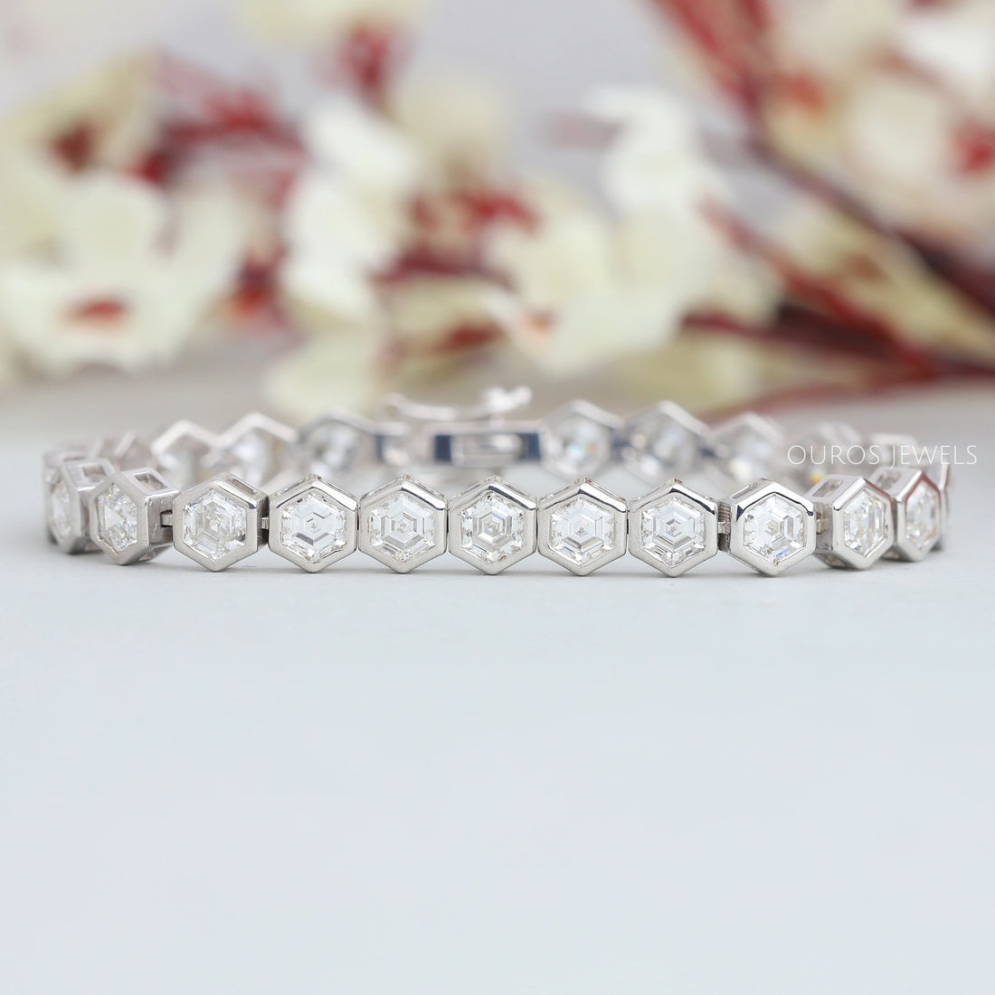 Hexagon Cut Bezel Set Tennis Bracelet