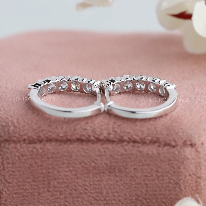 Round Cut Diamond Hoop Earrings