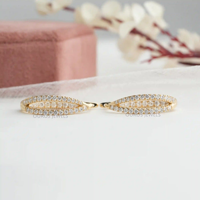 Round Cut Pave Set Diamond Hoop Earrings