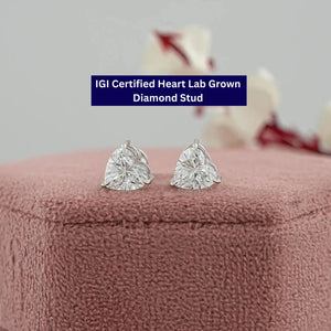 Heart Cut Diamond Stud Earrings With IGI Certified