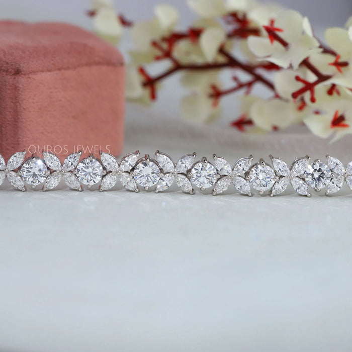 Marquise And Round Cut Diamond Bracelet