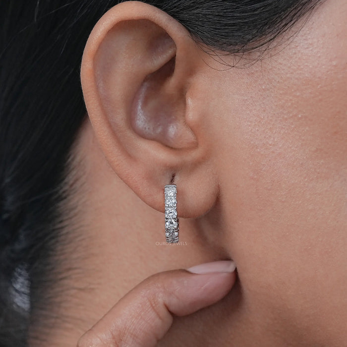Inside Out Round Diamond Hoop Earrings