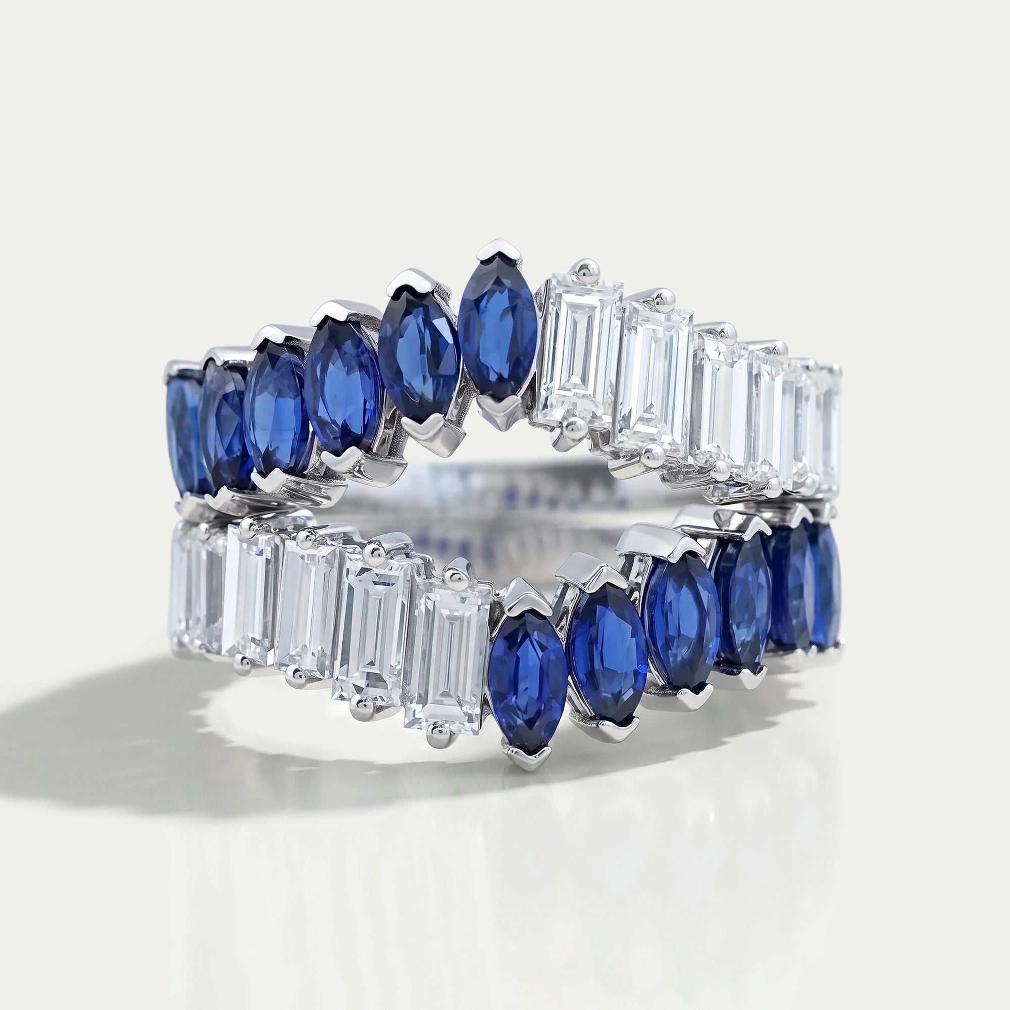 Double Row Sapphire Marquise Gemstone Enhancer Ring Rings