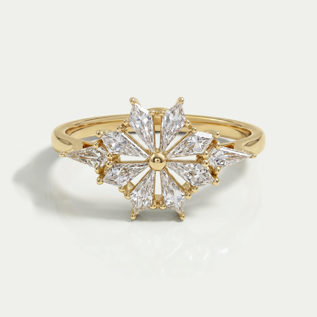 Kite Cut Lab Diamond Floral Engagement Ring Rings