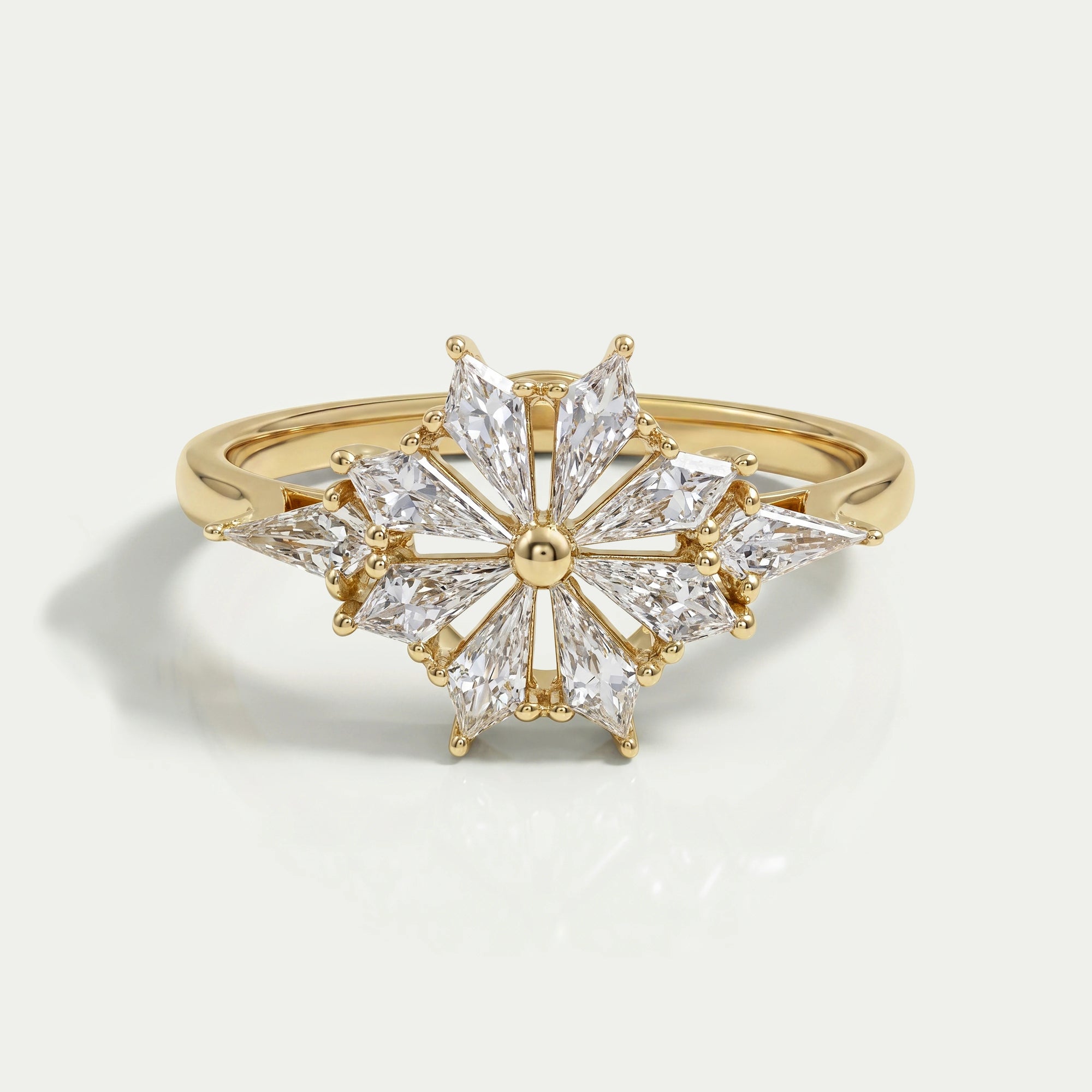 Kite Cut Lab Diamond Floral Engagement Ring Rings