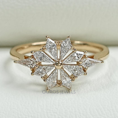 Kite Cut Lab Diamond Floral Engagement Ring Rings