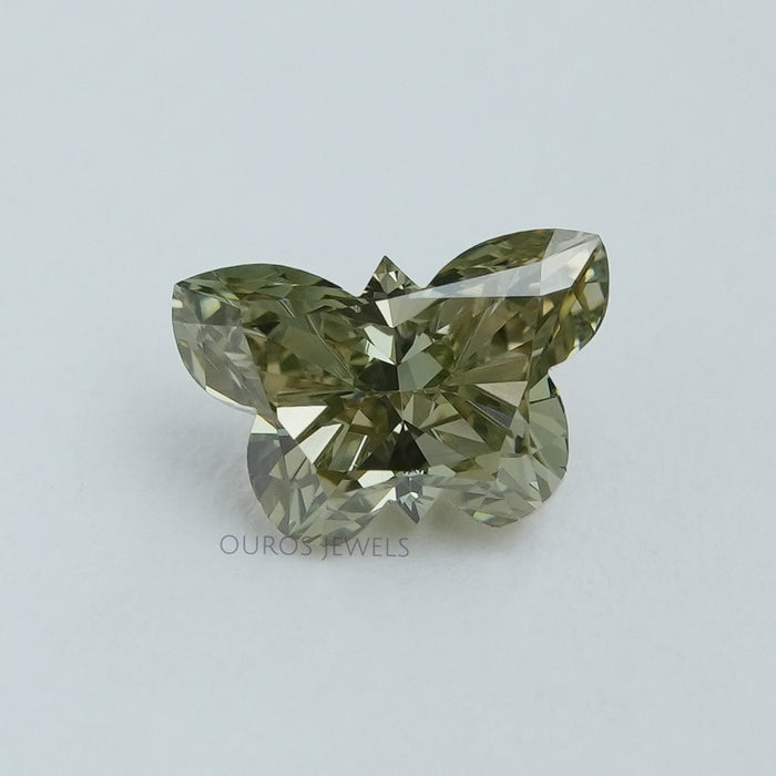 front view of green butterfly cut lab grown diamond