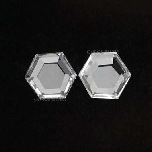 Rose Cut Hexagon Shape Lab Grown Diamond Pair Loose